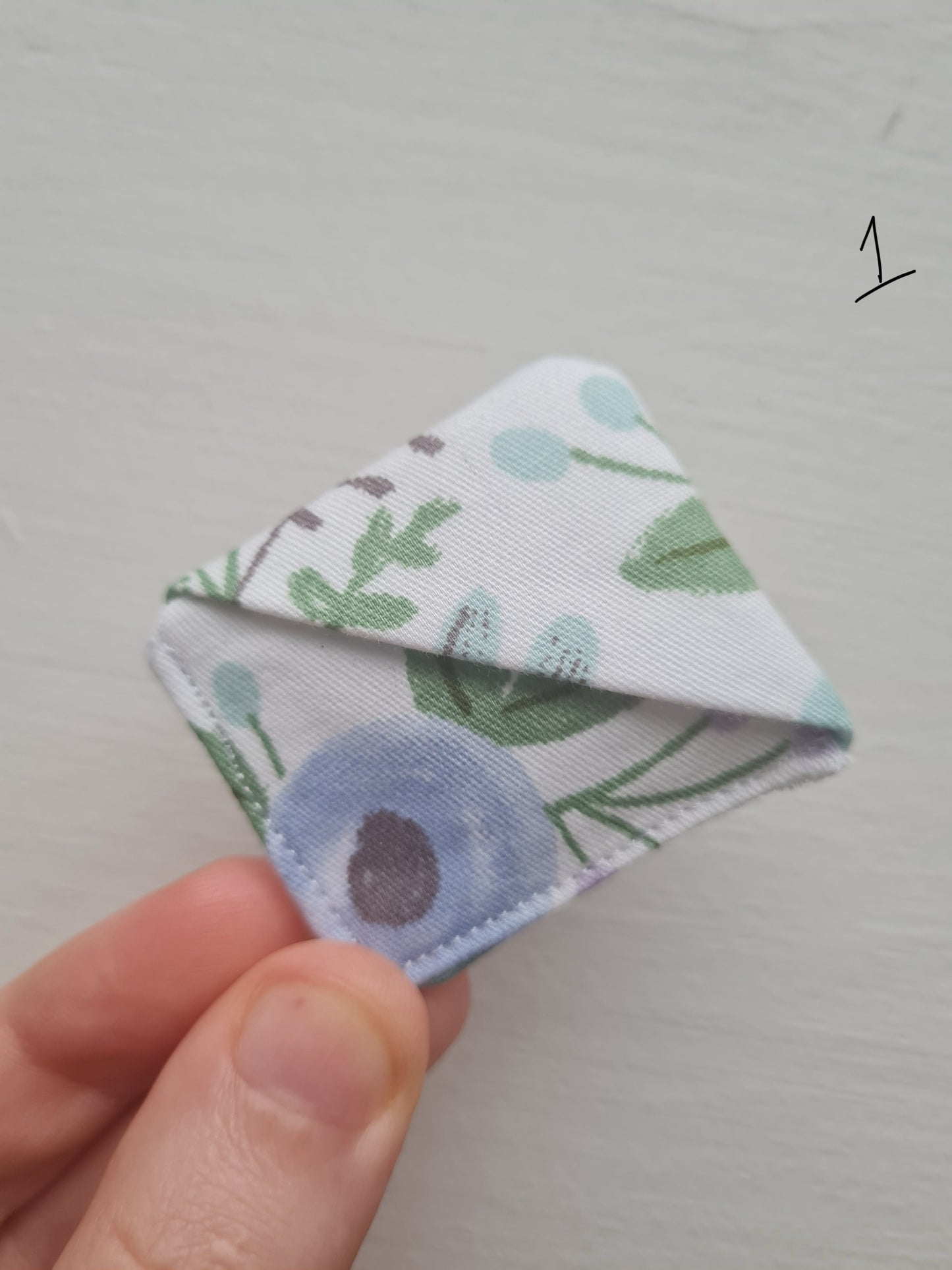 Hand sewn bookmark - corner