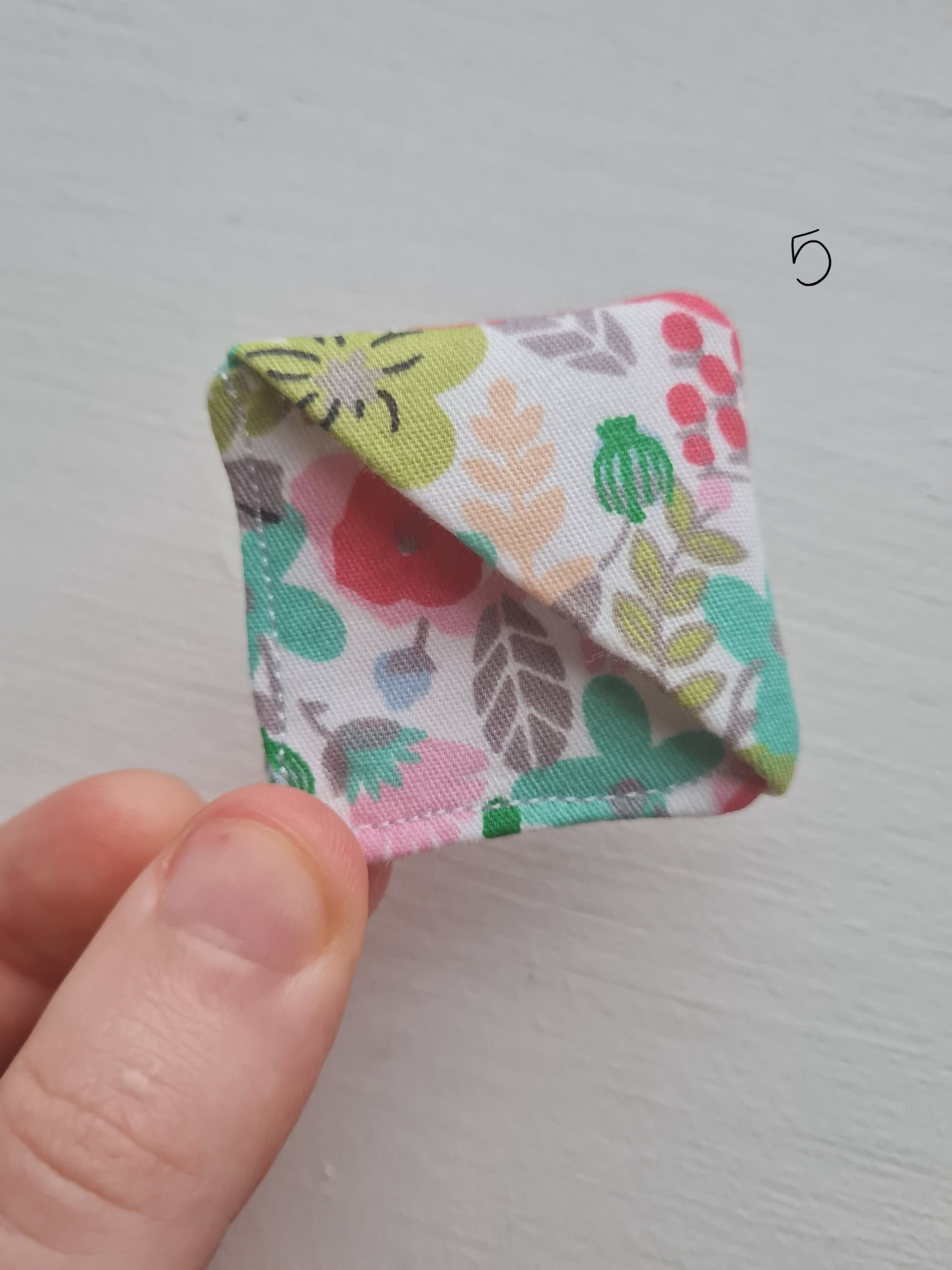 Hand sewn bookmark - corner