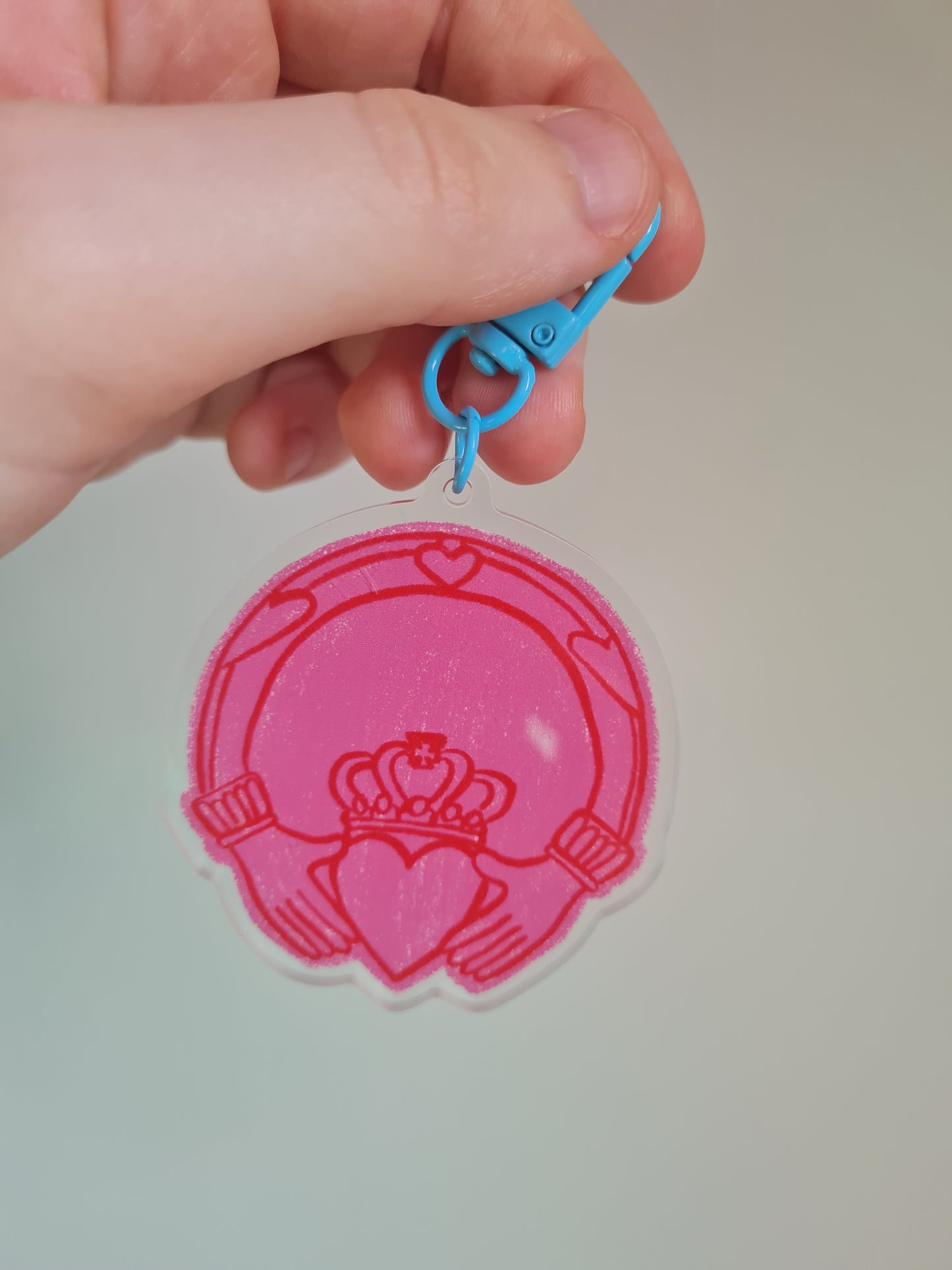 Pink claddagh keyring