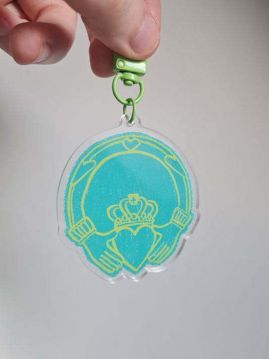 Teal claddagh keyring