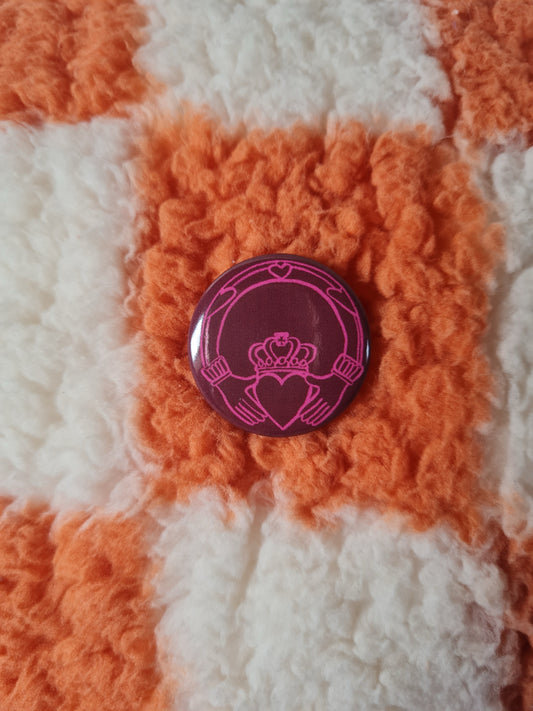 Burgundy claddagh badge pin