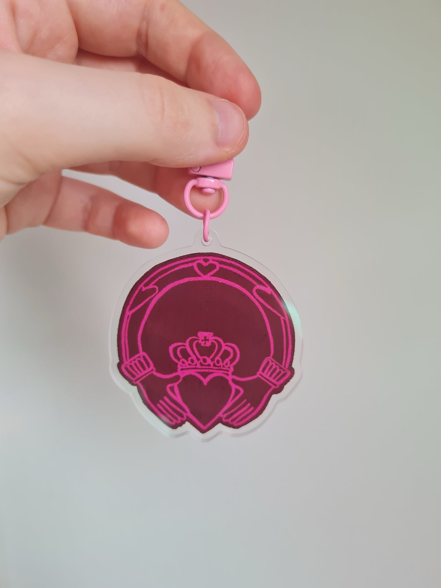 Burgundy claddagh keyring