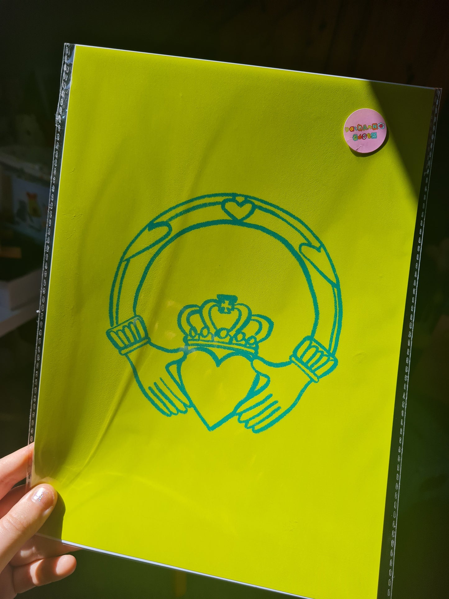 Green Claddagh A4 print