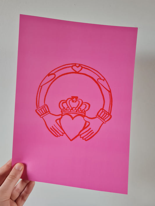 Pink Claddagh print