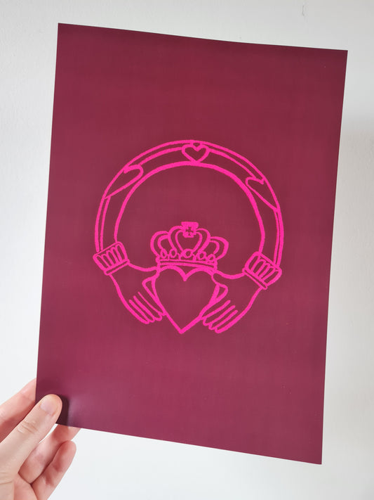 Burgundy Claddagh print