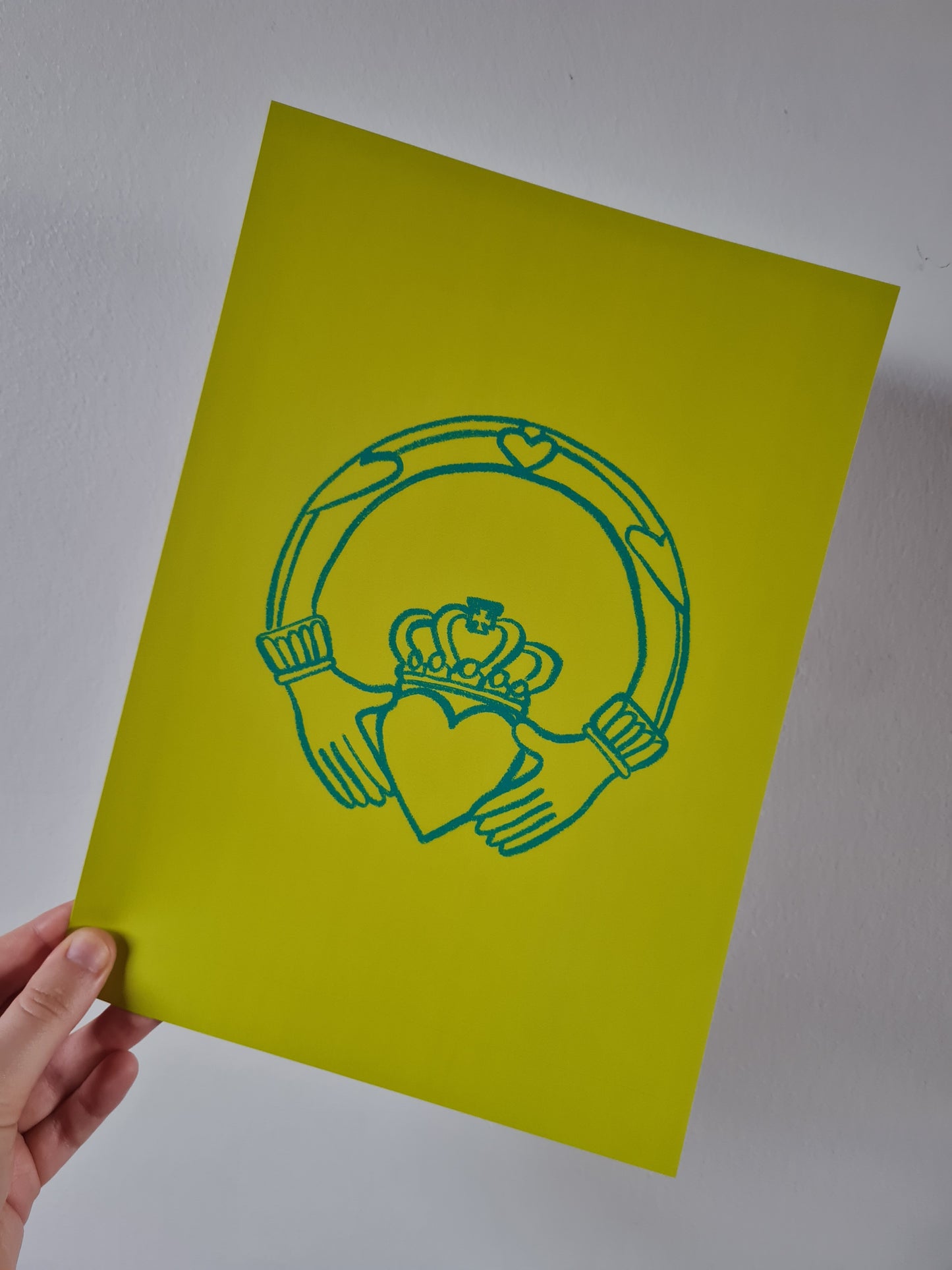 Green Claddagh A4 print